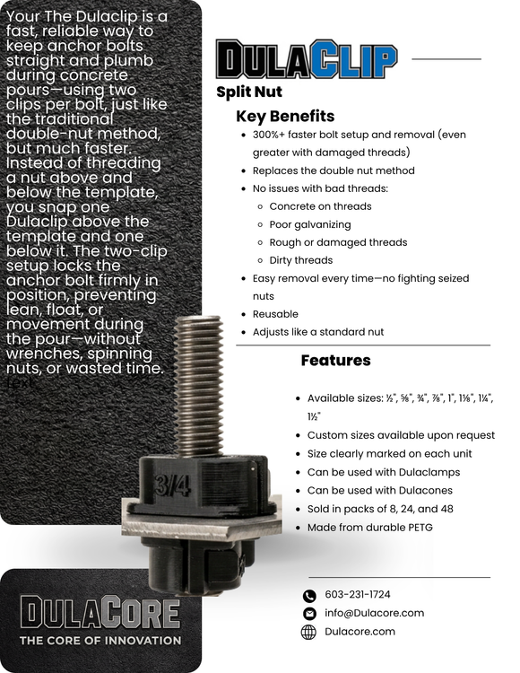 DULACLIP -Split Nut- "Bottom Nut"  Patent Pending